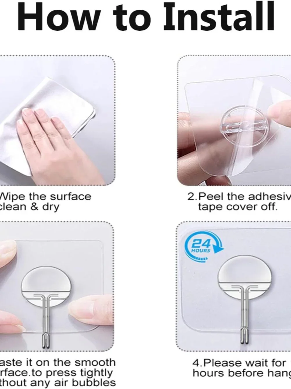 Easy Peel and Stick Adhesive Hooks - 12 Heavy Duty Hooks for Home Organization